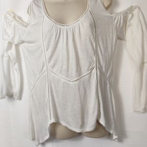 American rag cold shoulder‎ cream blouse